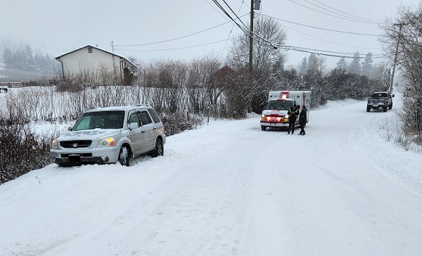 Vehicle hit by toboggan, ambulance and suspect truck