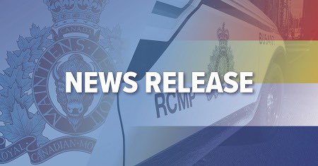 The words News Release written over the RCMP logo with RCMP colours